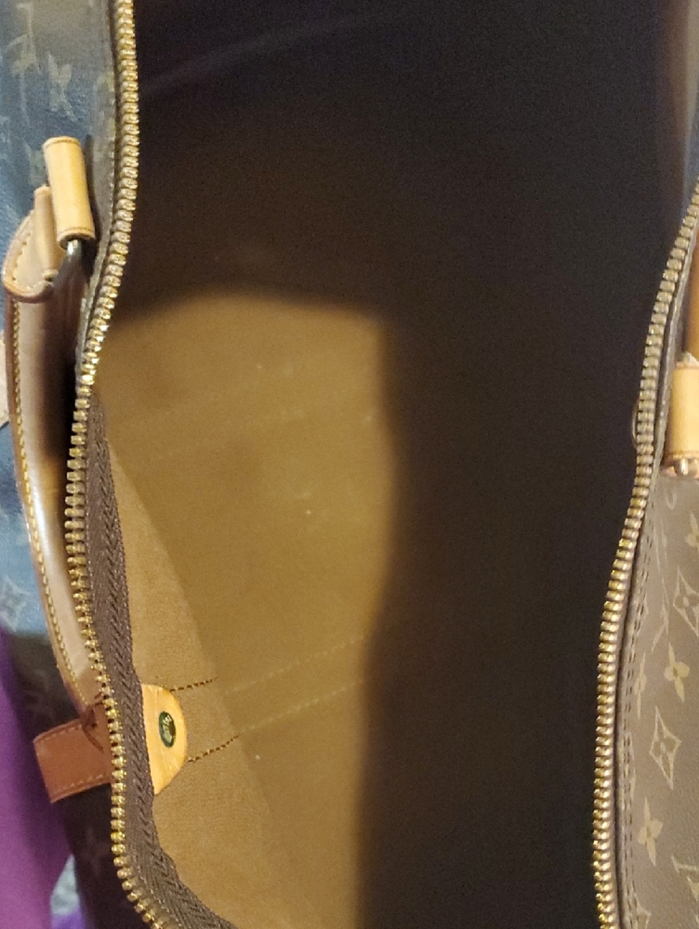 Vintage Louis Vuitton Brown Monogram Holdall with Tan Leather Trim - Picture 12 of 12